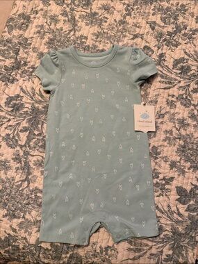 cloud island Mint Short-Sleeve Heart Print One-Piece